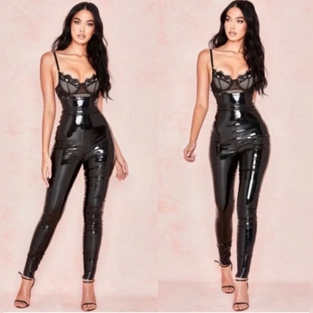 HOUSE OF CB 🌸 'Harmony' Black Patent High Waisted Pants - Small